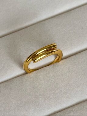 New! 925 Sterling Silver Gold Minimalist Open Bar Ring